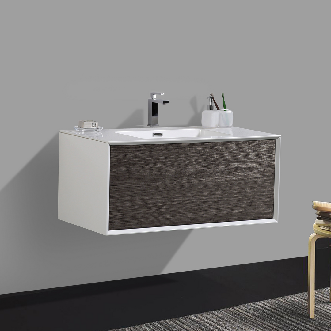 BAI 0700 Wall Hung 36-inch Bathroom Vanity in Graphite Wood Finish