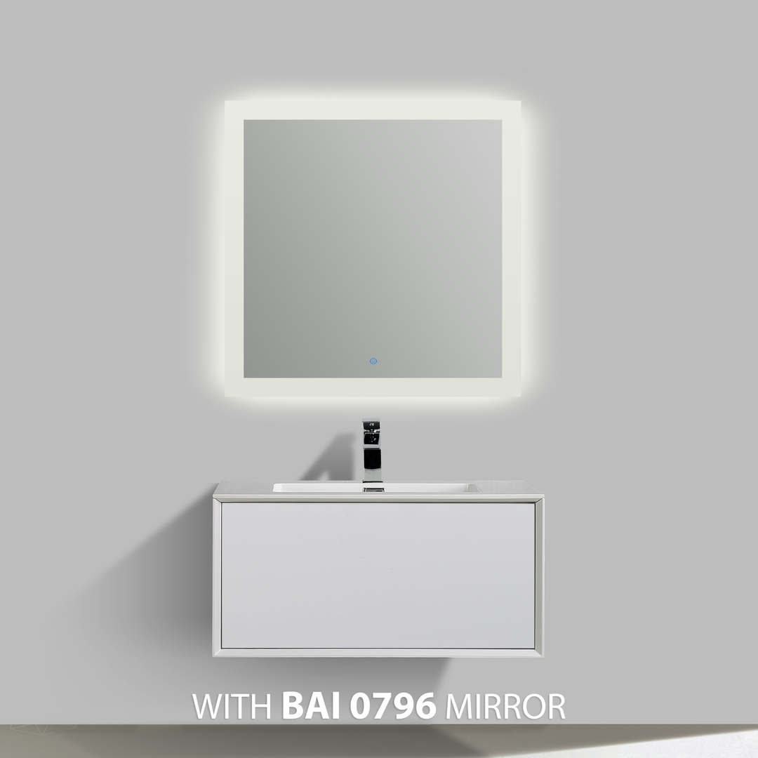 BAI 0702 Wall Hung 36-inch Bathroom Vanity in Gloss White Finish