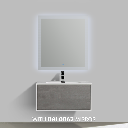 BAI 0703 Wall Hung 36-inch Bathroom Vanity in Stone Gray Finish