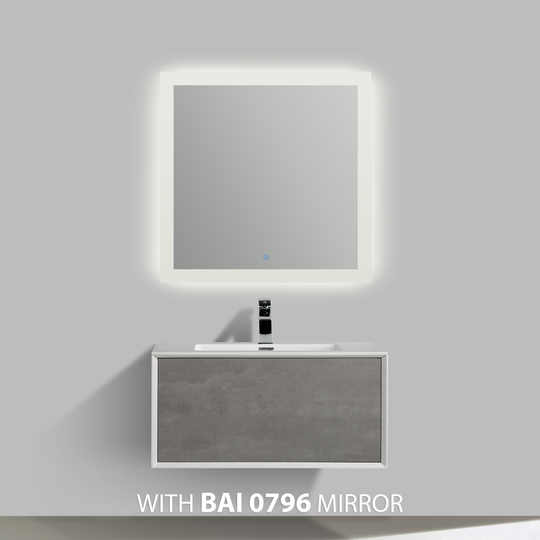 BAI 0703 Wall Hung 36-inch Bathroom Vanity in Stone Gray Finish