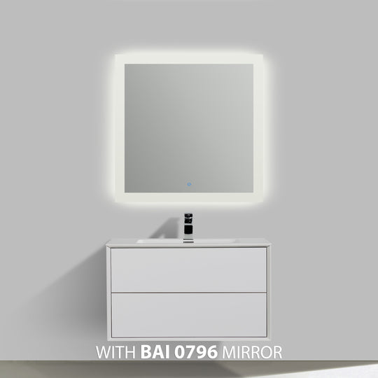 BAI 0706 Wall Hung 36-inch Bathroom Vanity in Gloss White Finish