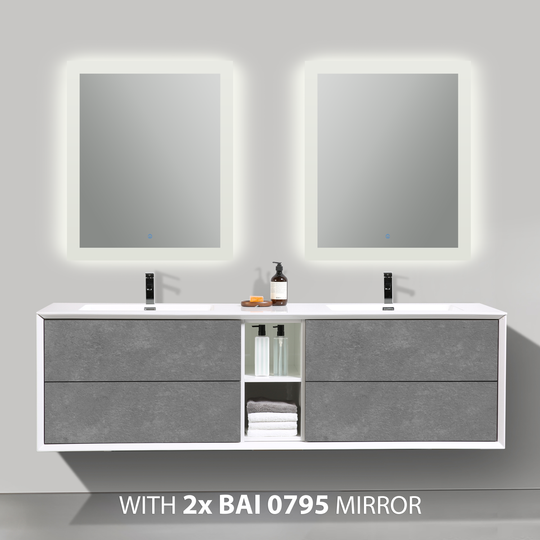 BAI 0711 Wall Hung 75-inch Bathroom Vanity in Stone Gray Finish
