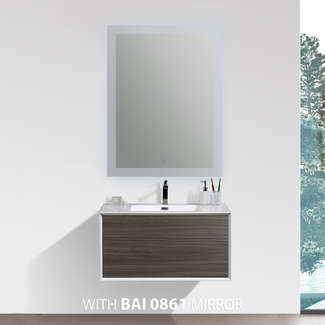BAI 0712 Wall Hung 30-inch Bathroom Vanity in Graphite Wood Finish