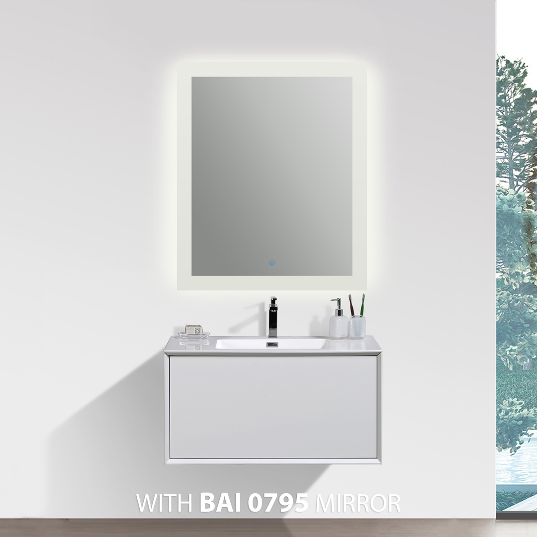 BAI 0714 Wall Hung 30-inch Bathroom Vanity in Gloss White Finish