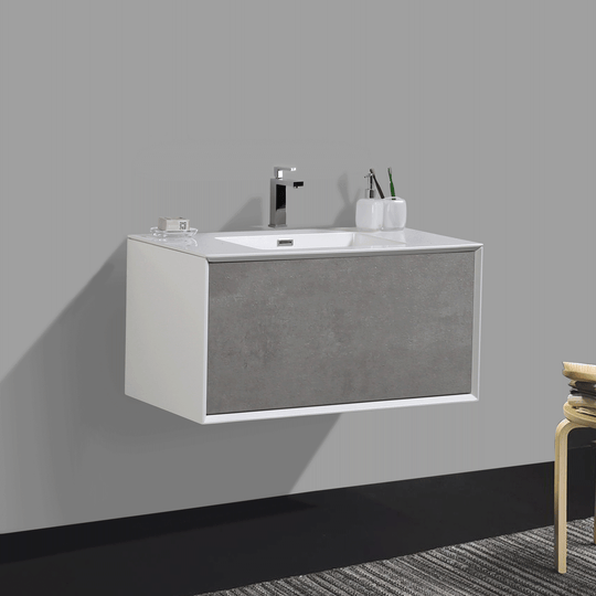 BAI 0715 Wall Hung 30-inch Bathroom Vanity in Stone Gray Finish