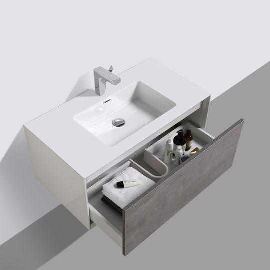 BAI 0715 Wall Hung 30-inch Bathroom Vanity in Stone Gray Finish