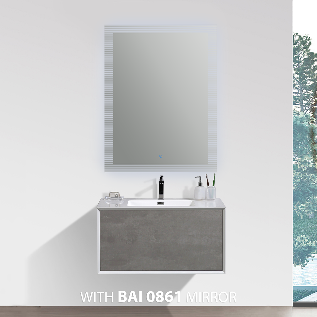 BAI 0715 Wall Hung 30-inch Bathroom Vanity in Stone Gray Finish