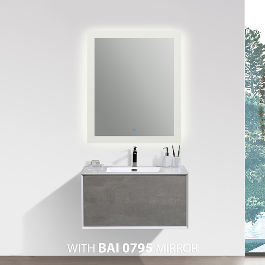 BAI 0715 Wall Hung 30-inch Bathroom Vanity in Stone Gray Finish
