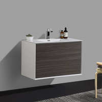 BAI 0716 Wall Hung 30-inch Bathroom Vanity in Graphite Wood Finish