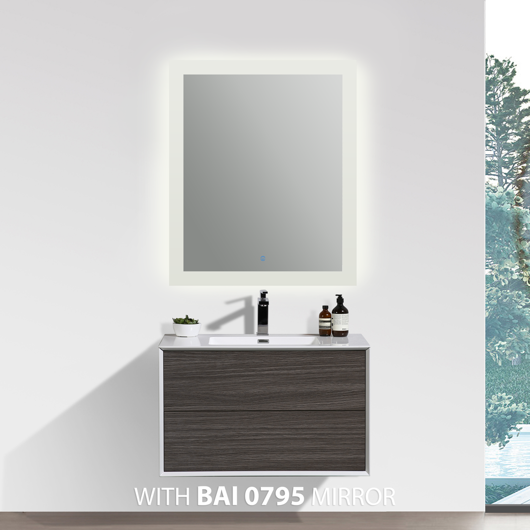 BAI 0716 Wall Hung 30-inch Bathroom Vanity in Graphite Wood Finish