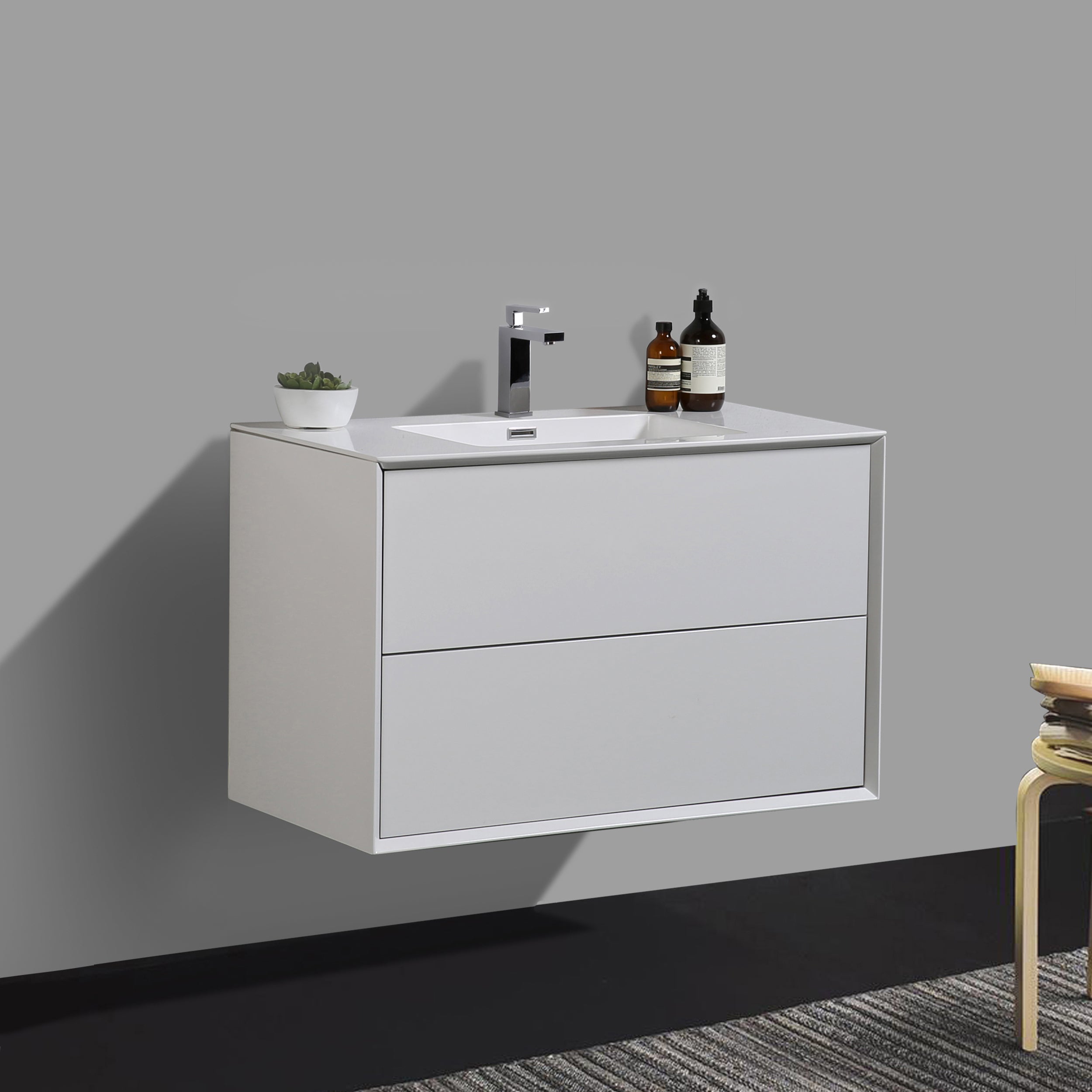 White gloss wall hung bathroom cabinet discount