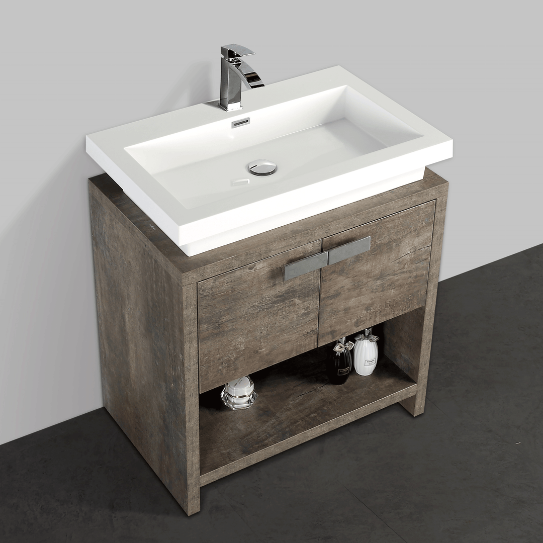 BAI 0753 Floor Standing 30-inch Bathroom Vanity Cabinet in Rustic Stone Finish