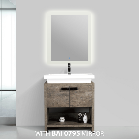 BAI 0753 Floor Standing 30-inch Bathroom Vanity Cabinet in Rustic Stone Finish
