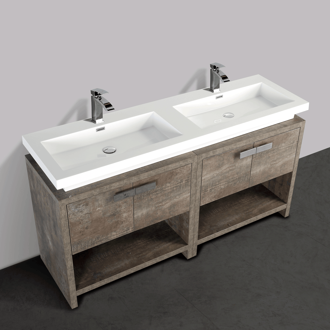 BAI 0755 Floor Standing 63-inch Bathroom Vanity Cabinet in Rustic Stone Finish