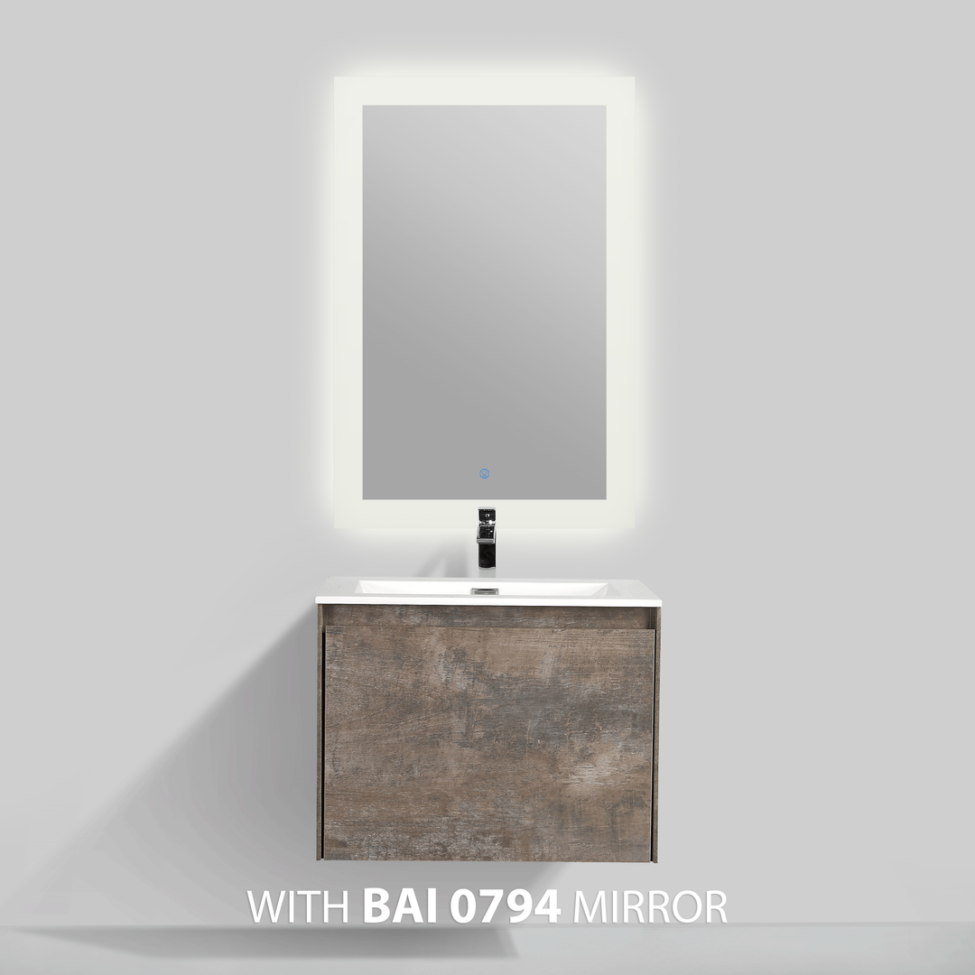 BAI 0756 Wall Hung 24-inch Bathroom Vanity in Rustic Stone Finish