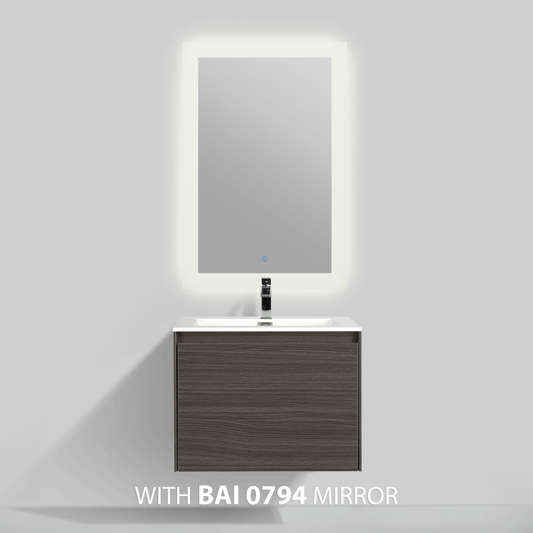 BAI 0757 Wall Hung 24-inch Bathroom Vanity in Graphite Wood Finish