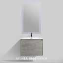BAI 0758 Wall Hung 24-inch Bathroom Vanity in Stone Gray Finish