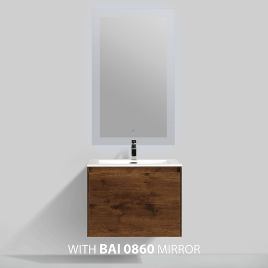 BAI 0759 Wall Hung 24-inch Bathroom Vanity in Rose Wood Finish