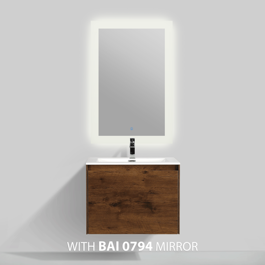 BAI 0759 Wall Hung 24-inch Bathroom Vanity in Rose Wood Finish