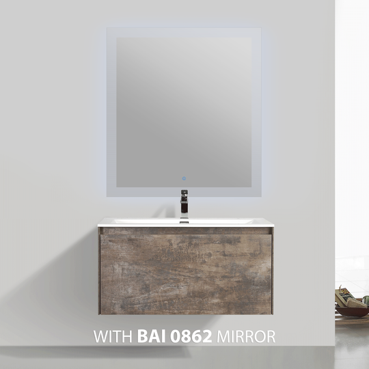 BAI 0760 Wall Hung 36-inch Bathroom Vanity in Rustic Stone Finish
