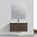 BAI 0761 Wall Hung 36-inch Bathroom Vanity in Graphite Wood Finish