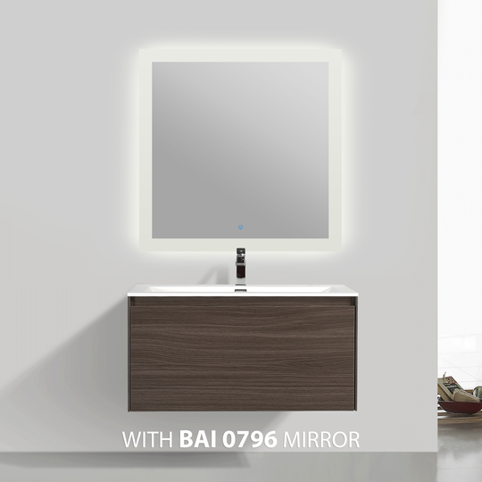 BAI 0761 Wall Hung 36-inch Bathroom Vanity in Graphite Wood Finish