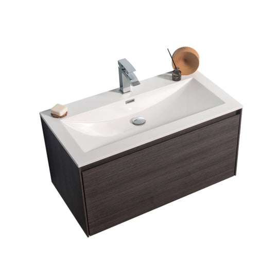 BAI 0761 Wall Hung 36-inch Bathroom Vanity in Graphite Wood Finish
