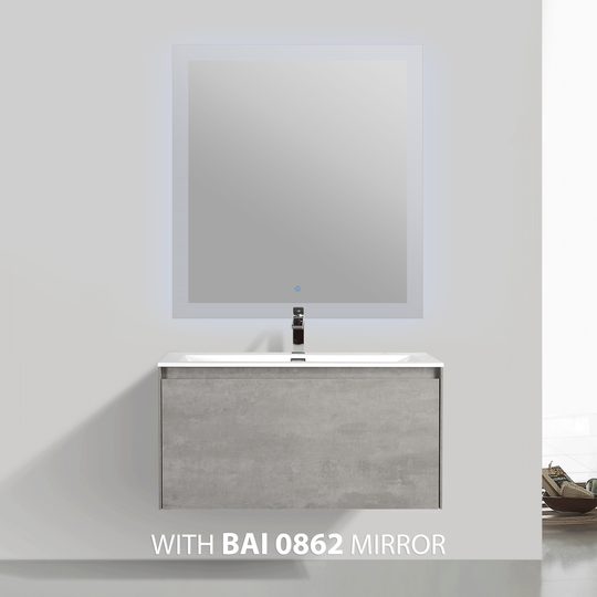 BAI 0762 Wall Hung 36-inch Bathroom Vanity in Stone Gray Finish