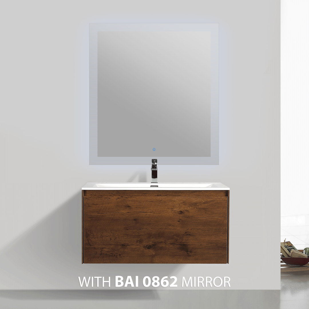 BAI 0763 Wall Hung 36-inch Bathroom Vanity in Rose Wood Finish