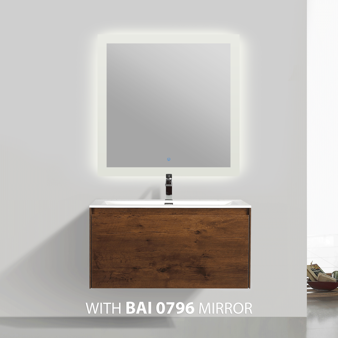 BAI 0763 Wall Hung 36-inch Bathroom Vanity in Rose Wood Finish