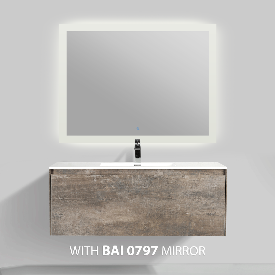 BAI 0764 Wall Hung 47-inch Bathroom Vanity in Rustic Stone Finish