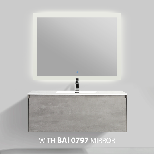BAI 0766 Wall Hung 47-inch Bathroom Vanity in Stone Gray Finish