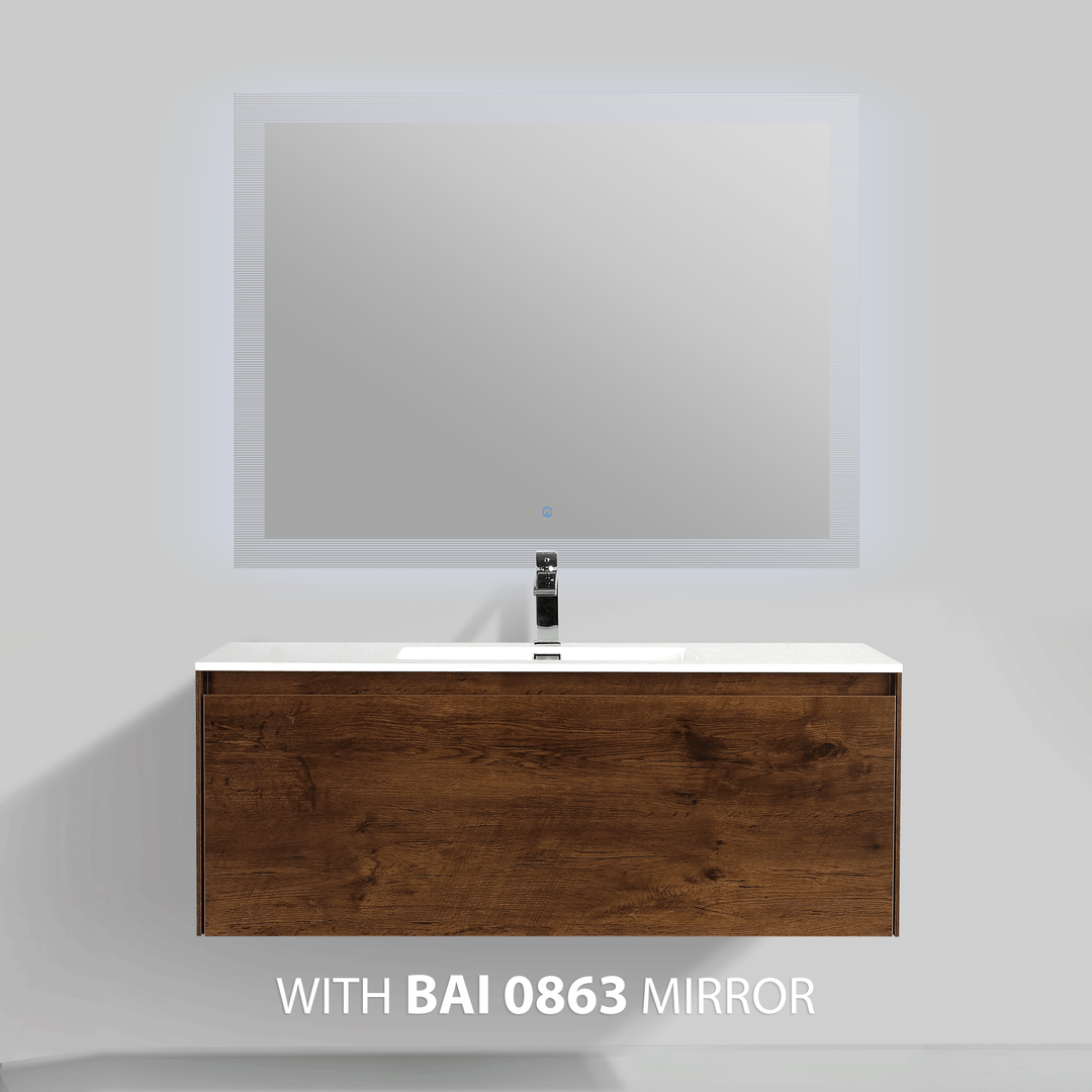 BAI 0767 Wall Hung 47-inch Bathroom Vanity in Rose Wood Finish