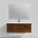 BAI 0767 Wall Hung 47-inch Bathroom Vanity in Rose Wood Finish