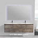 BAI 0768 Wall Hung 59-inch Bathroom Vanity in Rustic Stone Finish