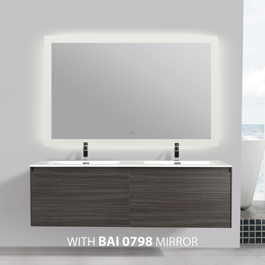BAI 0769 Wall Hung 59-inch Bathroom Vanity in Graphite Wood Finish