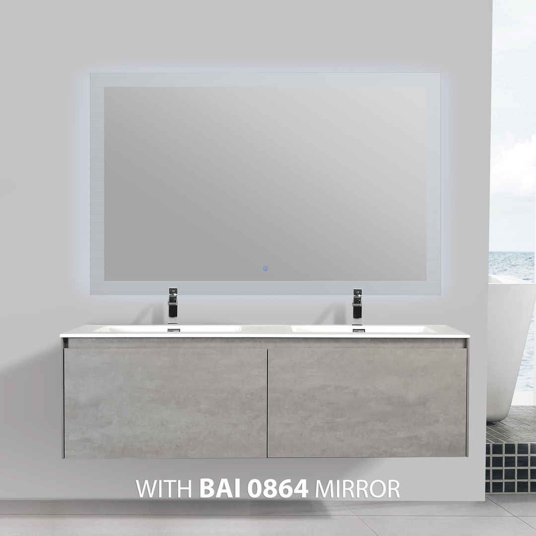 BAI 0770 Wall Hung 59-inch Bathroom Vanity in Stone Gray Finish