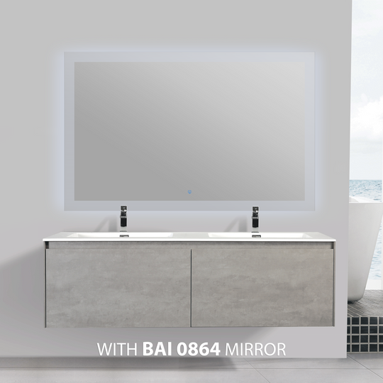 BAI 0770 Wall Hung 59-inch Bathroom Vanity in Stone Gray Finish