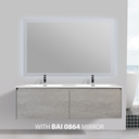 BAI 0770 Wall Hung 59-inch Bathroom Vanity in Stone Gray Finish