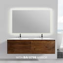 BAI 0771 Wall Hung 59-inch Bathroom Vanity in Rose Wood Finish