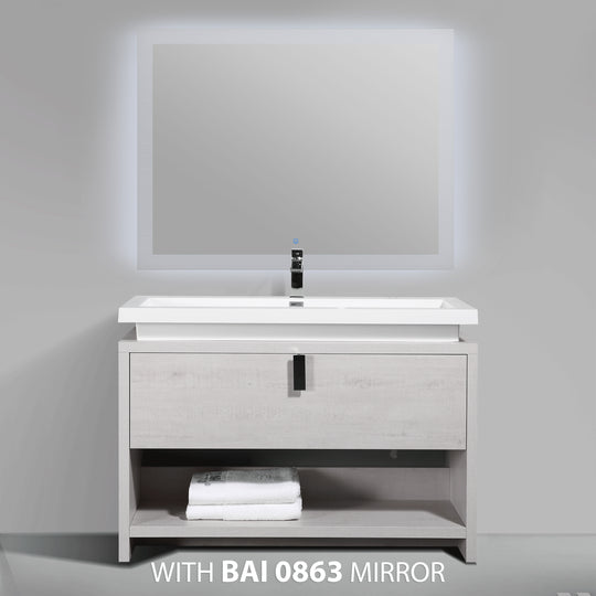 BAI 0792 Floor Standing 47-inch Bathroom Vanity Cabinet in Light Gray Finish