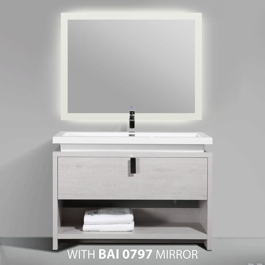BAI 0792 Floor Standing 47-inch Bathroom Vanity Cabinet in Light Gray Finish