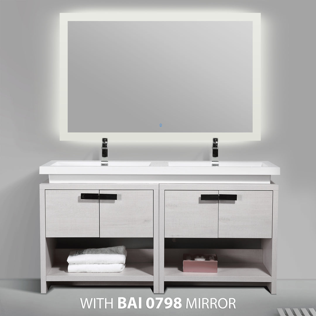 BAI 0793 Floor Standing 63-inch Bathroom Vanity Cabinet in Light Gray Finish