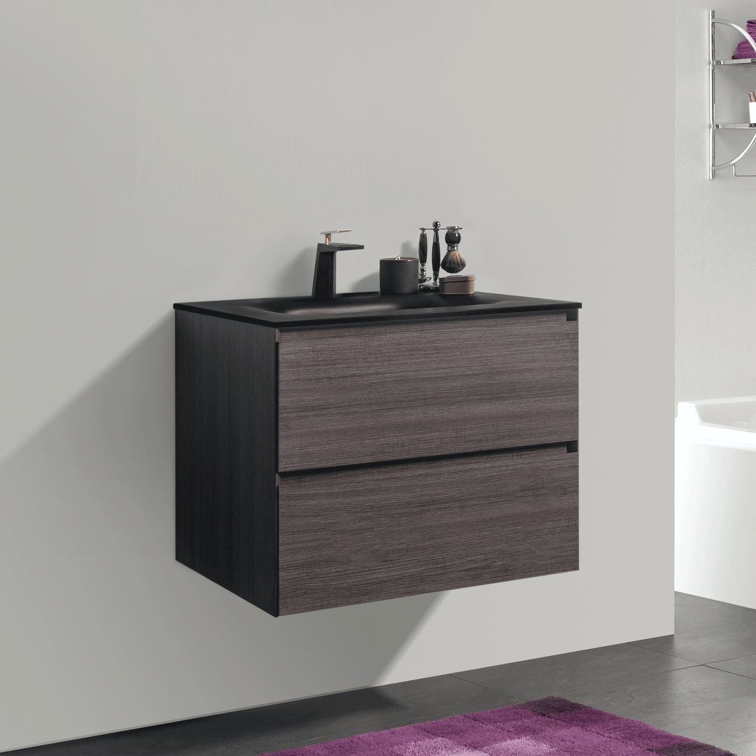 BAI 0805 Wall Hung 26-inch Bathroom Vanity in Graphite Wood Finish