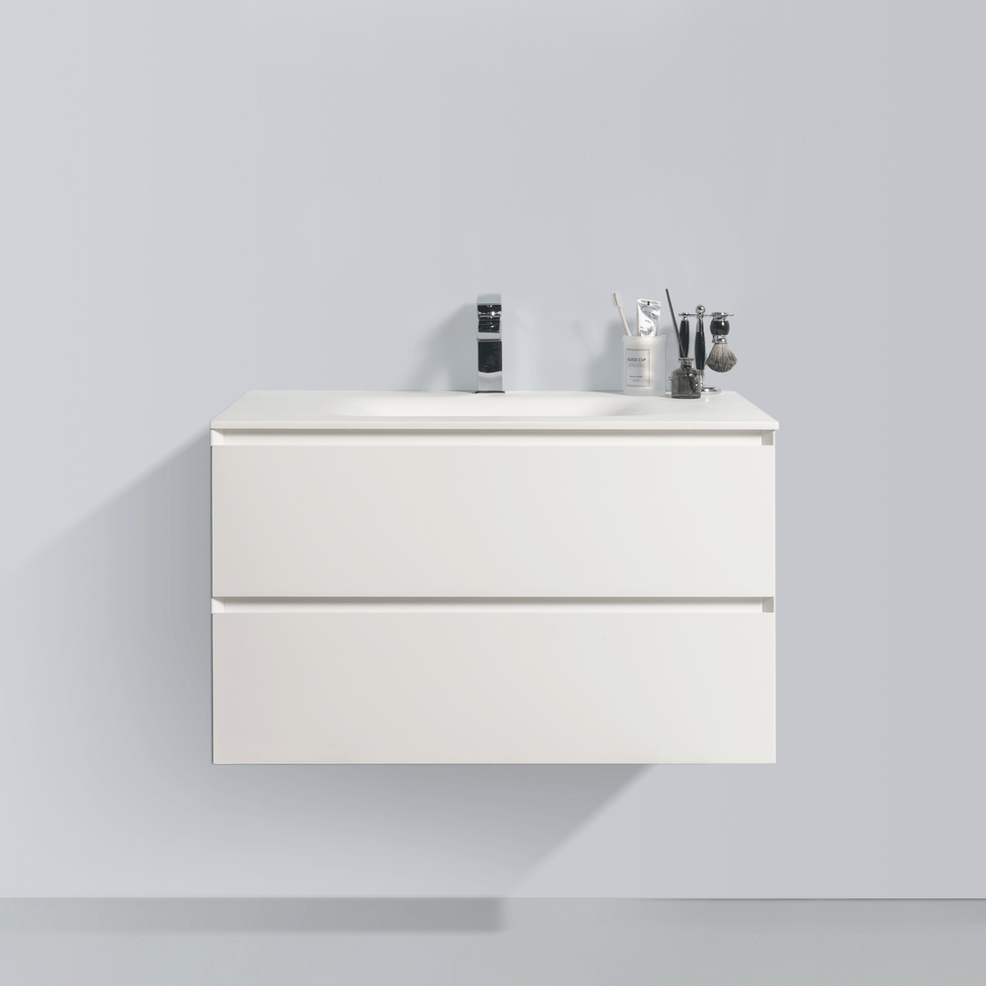 BAI 0806 Wall Hung 34-inch Bathroom Vanity in Matte White Finish