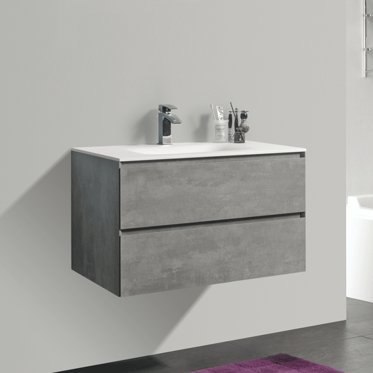 BAI 0808 Wall Hung 34-inch Bathroom Vanity in Stone Gray Finish