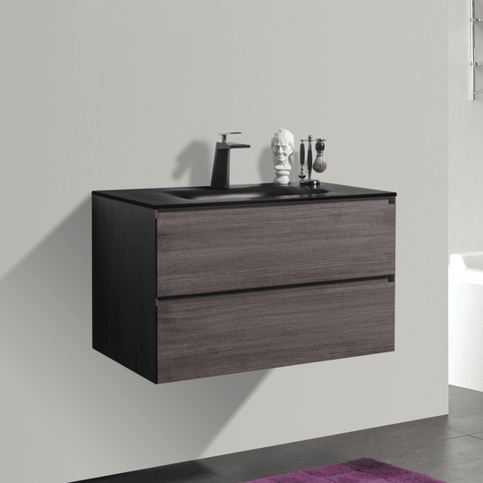 BAI 0811 Wall Hung 34-inch Bathroom Vanity in Graphite Wood Finish