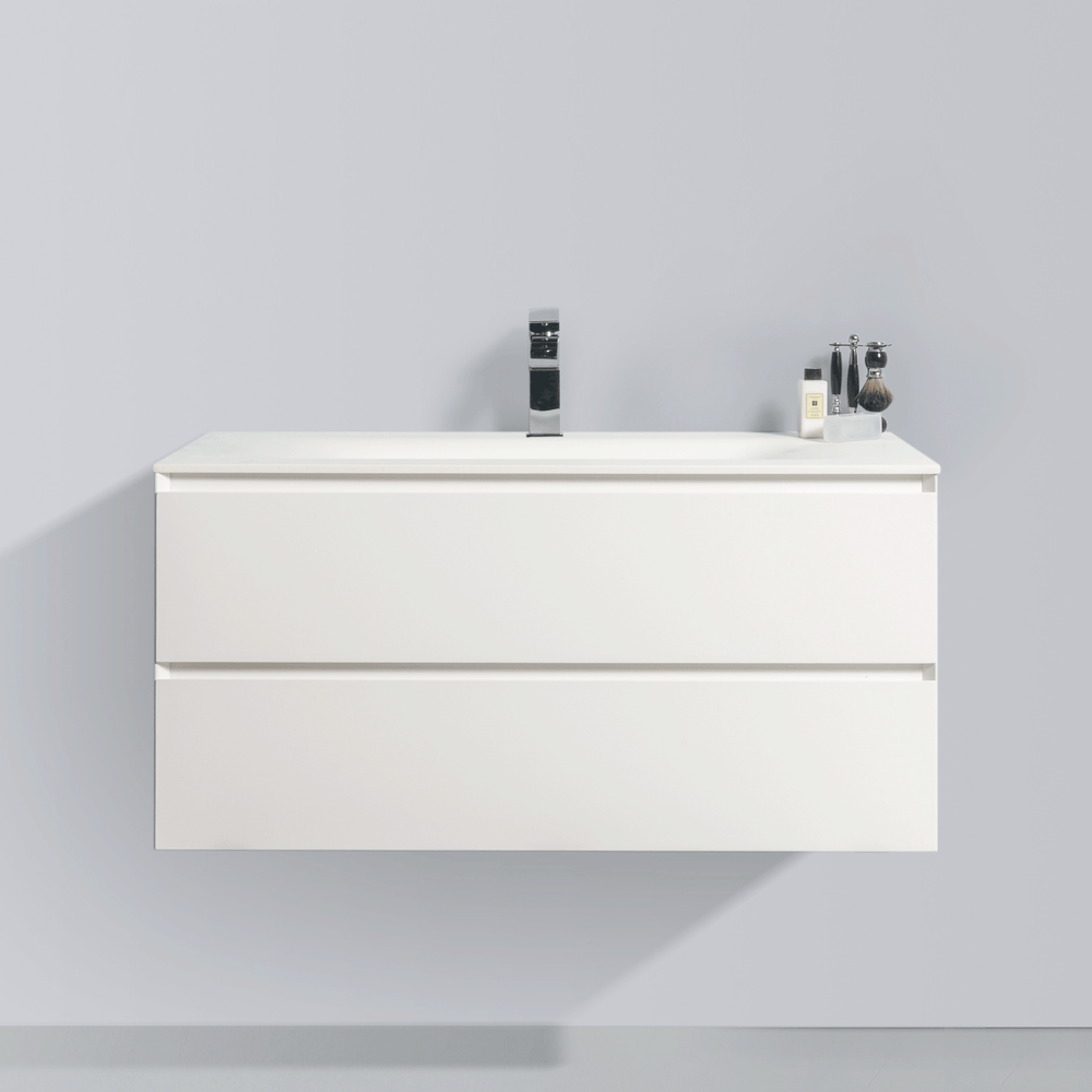 BAI 0812 Wall Hung 42-inch Bathroom Vanity in Matte White Finish