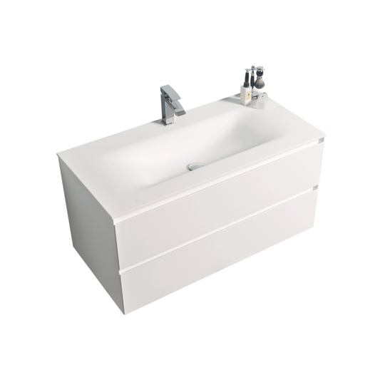 BAI 0812 Wall Hung 42-inch Bathroom Vanity in Matte White Finish