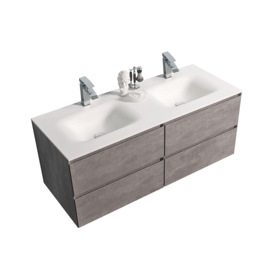 BAI 0820 Wall Hung 52-inch Bathroom Vanity in Stone Gray Finish